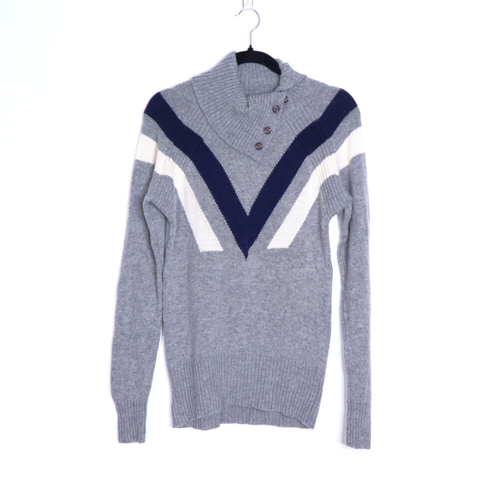 ALPS & METERS Ski Race Knit Sweater Gray Wool Cashmere Long Sleeve Women's L